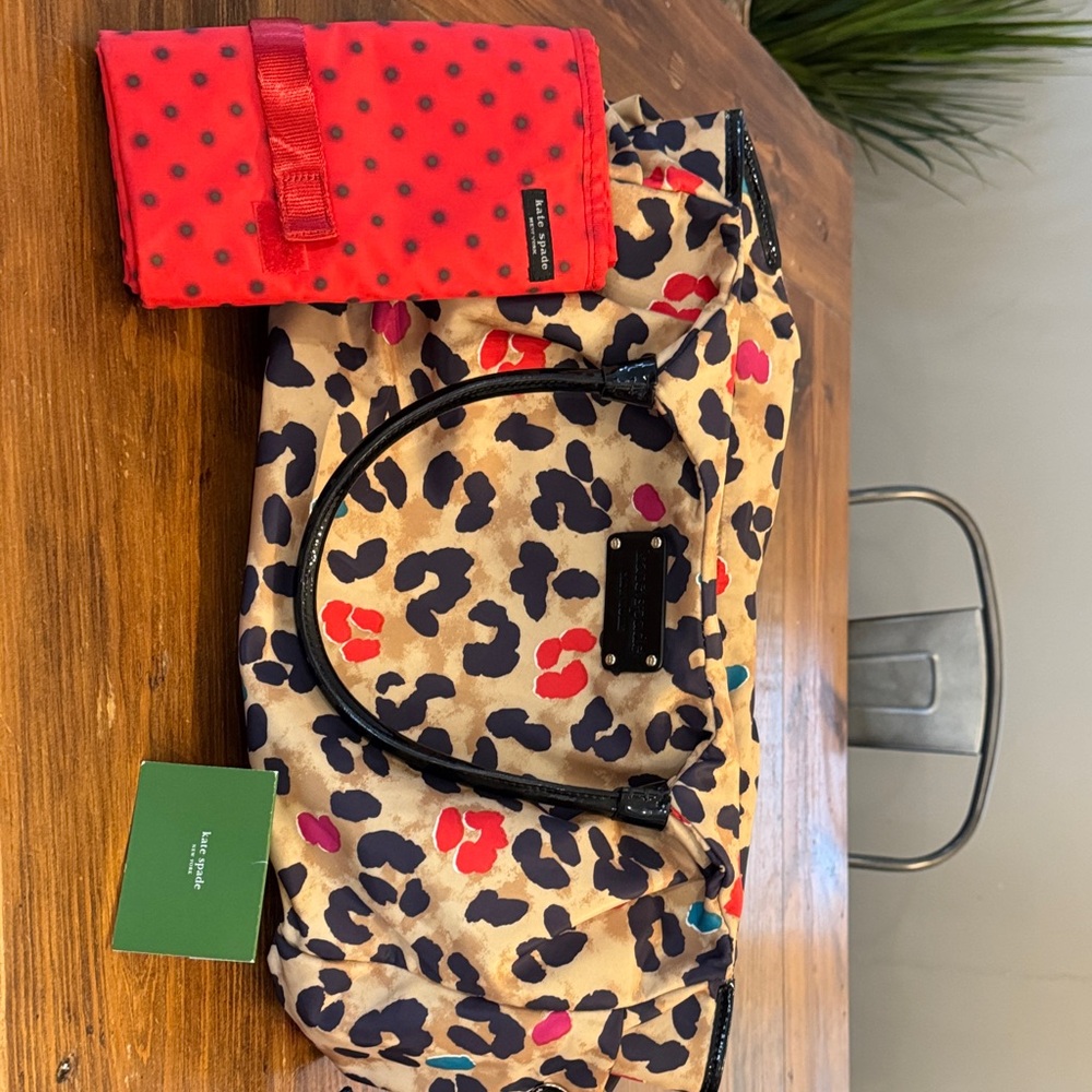 Kate Spade Leopard Print Baby Bag with Red Accents